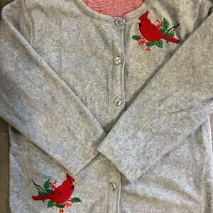 Vintage Red Bird Button-Up Sweater